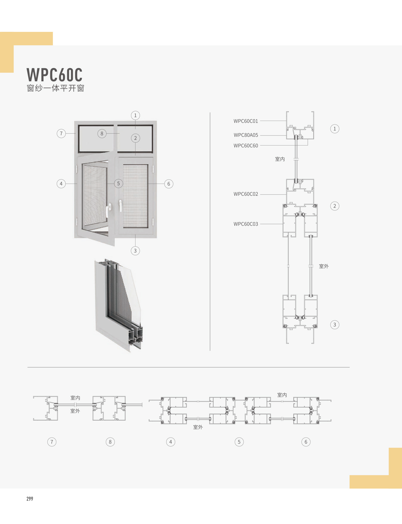 WPC60C窗纱一体平开窗